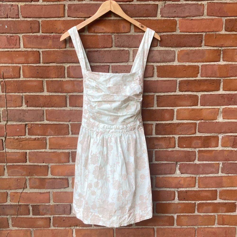 Free People Meet Me In Maui Printed Ivory Mini Dress/ Cut-out with Bow - Picture 2 of 15